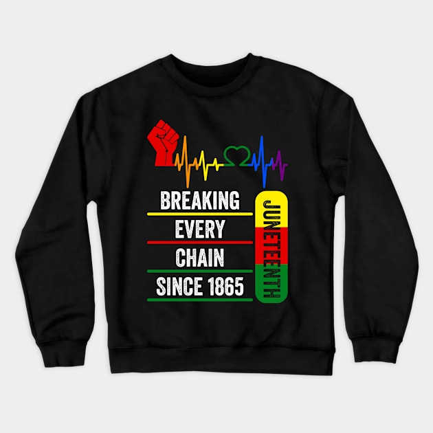 Juneteenth Breaking Every Chain Since 1865 Crewneck Sweatshirt by AnKa Art